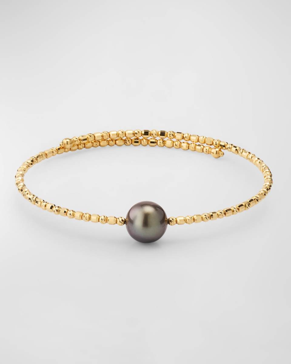 18K Yellow Gold Tahitian Pearl Wrap Bracelet